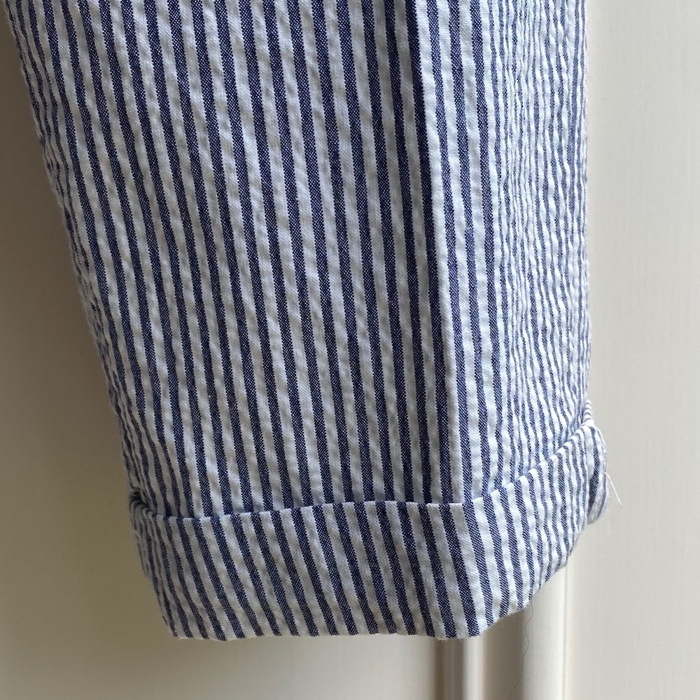 ZARA Seersucker Pinstripe Cuffed & Cropped Pants, from London, Sz SM - Picture 4 of 14